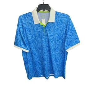 Nick Graham Everywhere XL Polo Shirt Blue Paisley Floral Soft Quick Dry UPF 50+